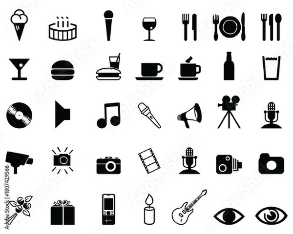 Fototapeta Set of different web  icons on a white background