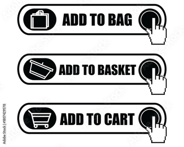 Fototapeta Button for add to cart, bag and basket 