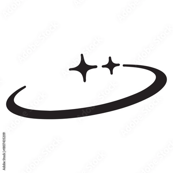 Obraz Stylized Black Stars and Curved Path on White Background