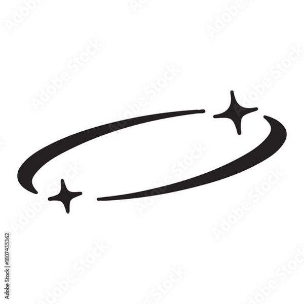 Obraz Minimalist Black Elliptical Arc with Sparkling Stars Symbol