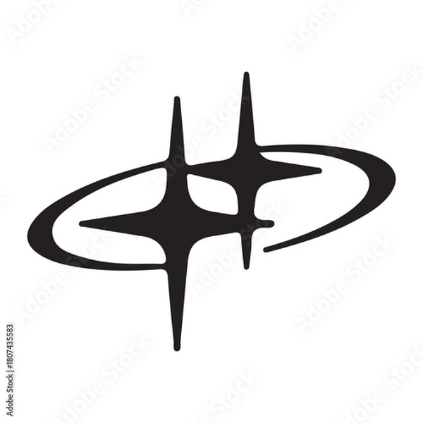 Obraz Abstract Retro Stars with Orbiting Oval Curve Graphic Design