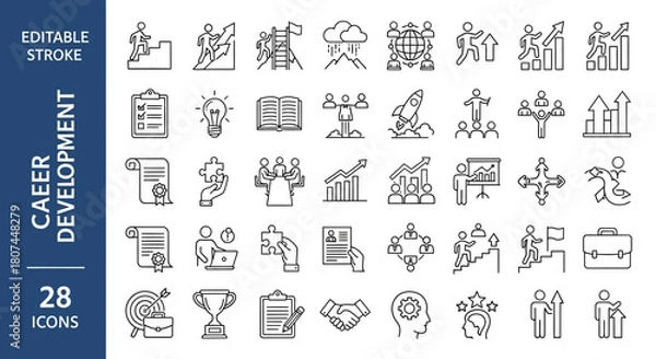 Obraz Sleek Line Collection Career Development Icons for Professional Growth
