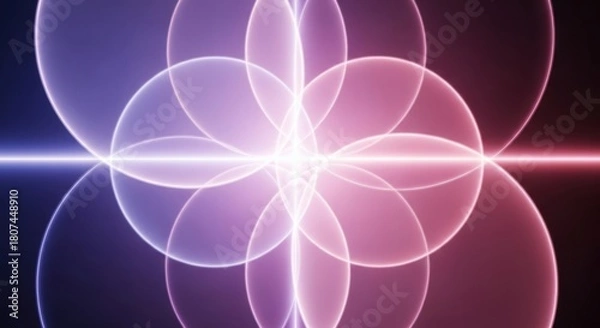 Fototapeta Abstract glowing geometric pattern with radiant light burst and soft gradient hues