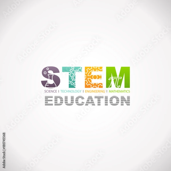 Obraz STEM Education Concept Logo. Science Technology Engineering Mathematics.