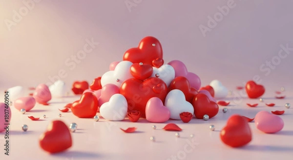 Obraz Pile of hearts: romance and valentine's day celebration theme