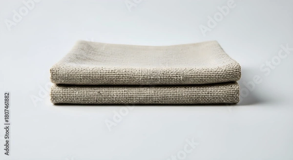 Fototapeta Folded linen napkins isolated on white background