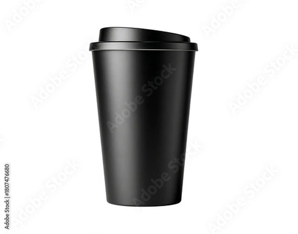 Fototapeta Black Travel Tumbler with Lid isolated on a transparent background 1
