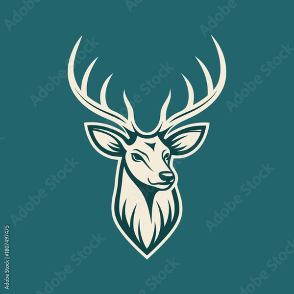 Obraz unique deer circular logo design icon, deer head circular icon, geometric deer logo concept, rain deer illustration
