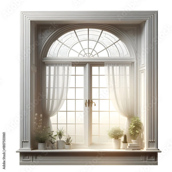 Fototapeta Elegant home curtain design isolated on transparent background
