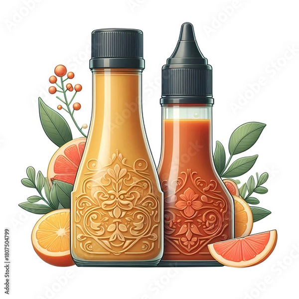 Fototapeta Food sauce container front view isolated on transparent background