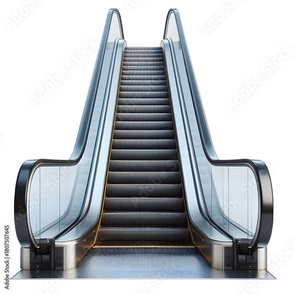 Fototapeta Indoor escalator realistic illustration isolated on transparent background
