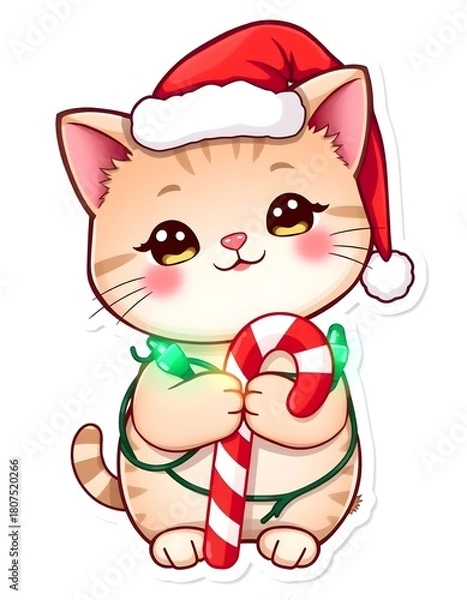 Obraz cat with christmas ball