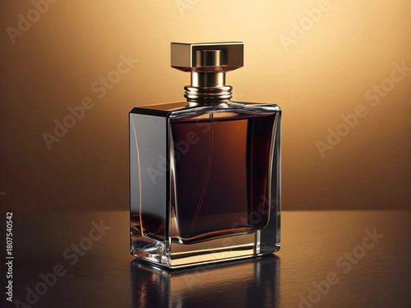Obraz Dark Glass Perfume Bottle Mockup on solid background 