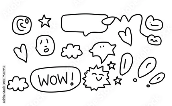 Fototapeta Cute hand drawn doodle icons for communication and expression