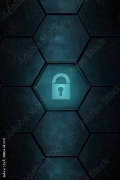 Obraz ネットワークセキュリティ、光る鍵とテクノロジー背景