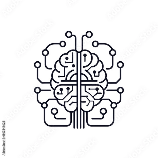 Obraz Artificial Intelligence Technology Illustration –AI Brain Circuit Concept