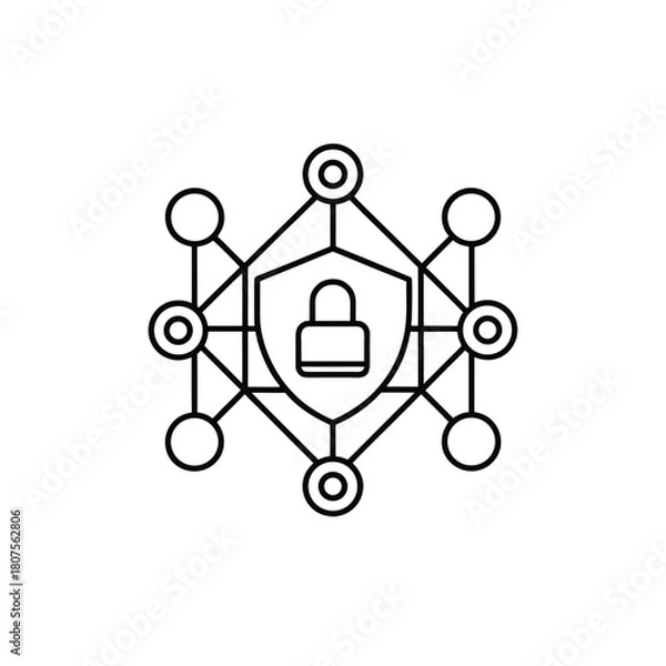 Obraz Cybersecurity Protection Shield – Secure Data Network Graphic 