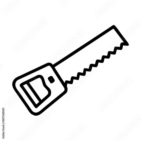 Fototapeta Handsaw tool illustration, simple design with copy space
