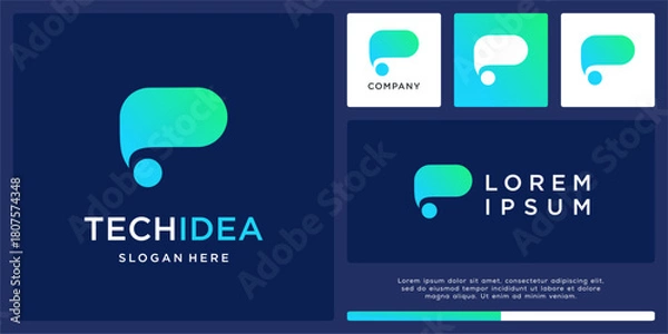 Fototapeta Tech idea logo design abstract mind concept