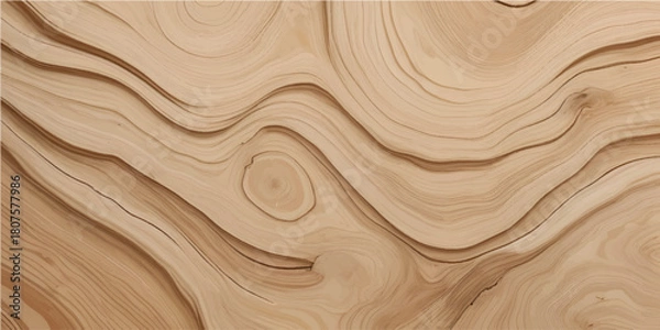 Fototapeta Modern Abstract Light Wood Carved Texture with Deep Smooth Waves for Stylish Decor and Contemporary Layouts