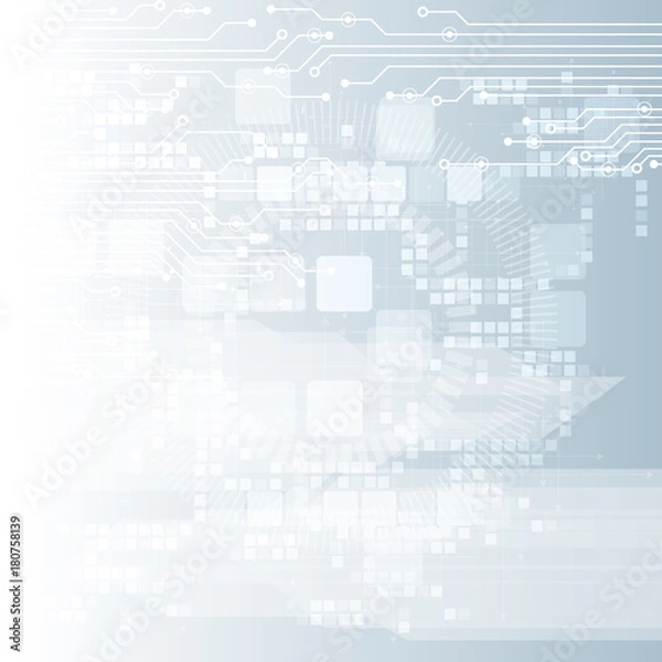 Obraz Abstract technology background with various technological elements. Vector illustration.