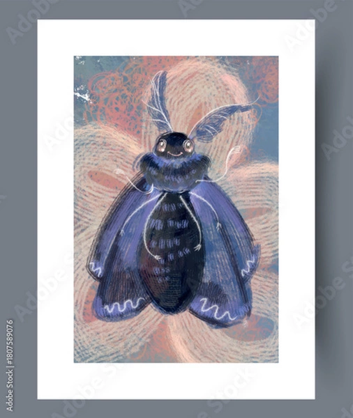Obraz Pastelcolored portrait of nocturnal winged insect with detailed patterns