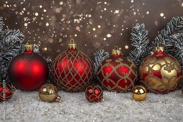 Fototapeta christmas decoration on a red background