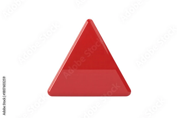 Fototapeta Bold red triangle icon with sleek, modern design perfect for branding, safety warnings, or geometric layouts, a visual statement for innovative marketing and attention grabbing designs