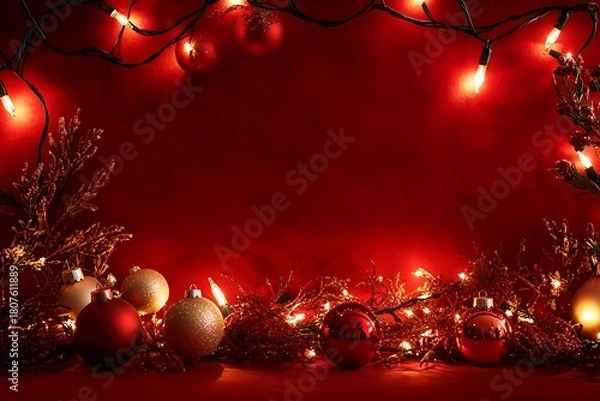 Fototapeta red christmas background with candles
