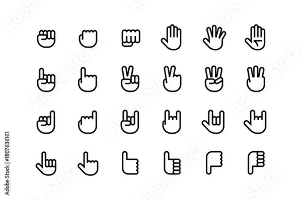 Obraz いろんな形の手・指のベクターアイコンセット