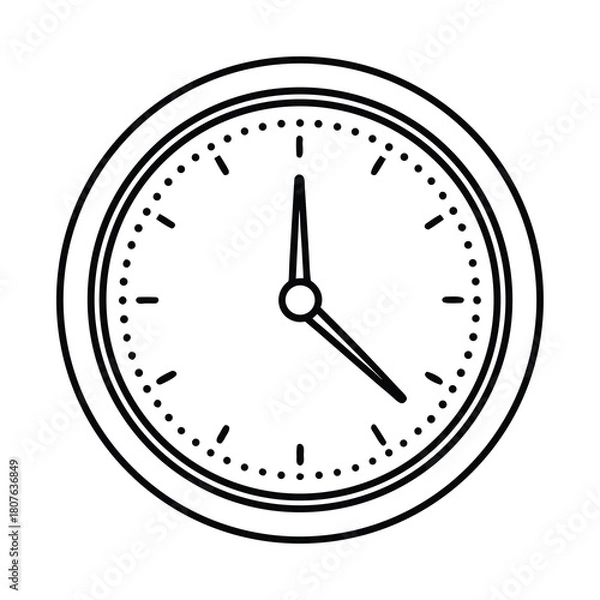 Fototapeta Simple black vector clock icon illustration