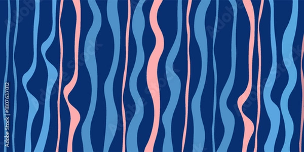 Fototapeta Illusion of motion. Fluid shapes composition. Wave Lines Pattern Abstract Background. Waved pattern. Hand drawn colorful waves. Seamless.