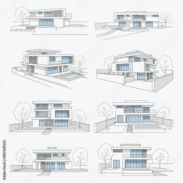 Fototapeta Architectural Renderings of Modern Luxury Homes whisk
