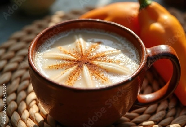 Obraz Exquisite Horchata Rice Milk Smooth Creamy Texture Rustic Handcrafted Artistry