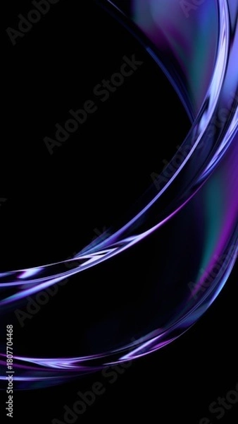 Obraz Abstract glass shape with neon reflections, vertical orientation, 3d render