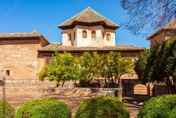 Fototapeta Orange trees in Alhambra gardens, Granada, Spain