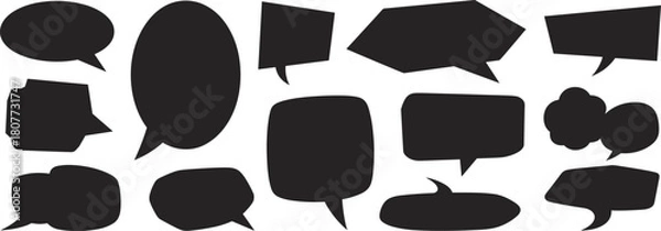 Fototapeta Collection of abstract speech bubble silhouettes for dialogue, communication, messaging, social media design elements, modern minimalist style, flat vector illustration