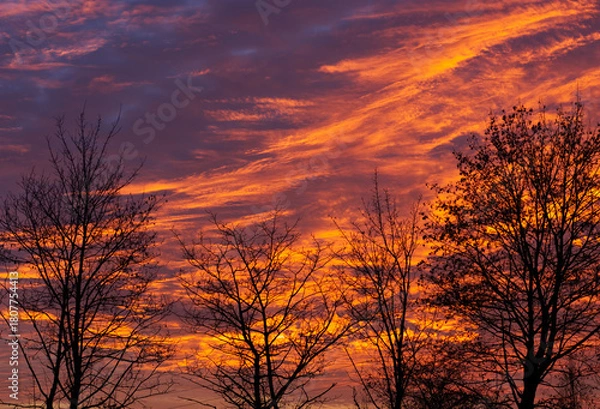 Obraz red sunset sky