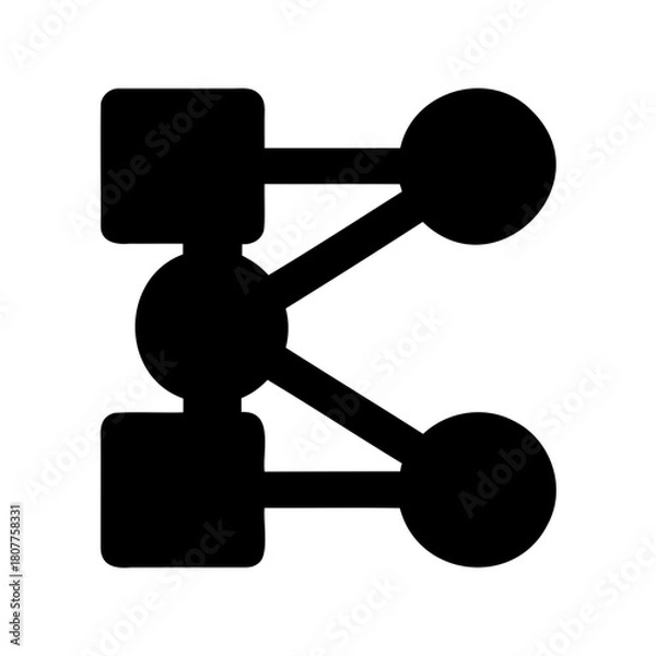 Fototapeta Digital network connection diagram showing linked nodes icon Vector, illustration
