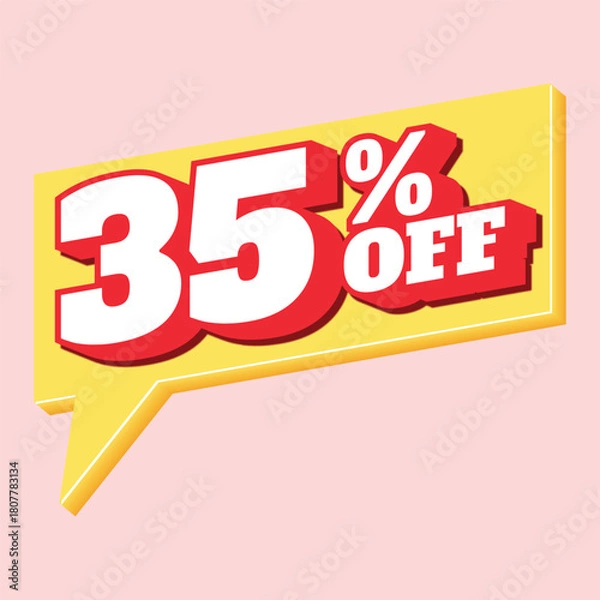 Obraz Editable Text, Red Tag 35 Off discount Vector