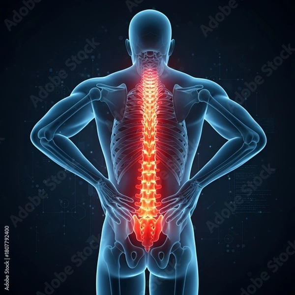 Fototapeta imagerie médicale représentant des zones de douleur du corps humain dans un style radio rayons X