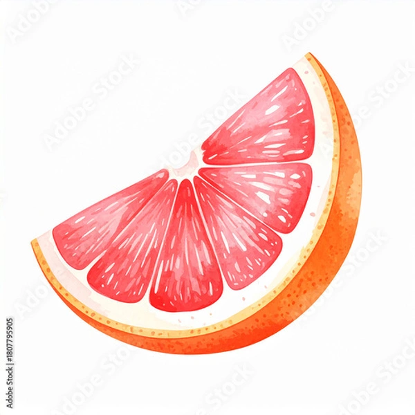 Obraz Watercolor Grapefruit Slice with Vibrant Pink Citrus Details