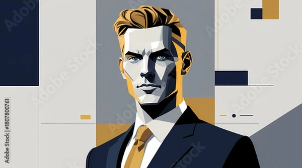 Obraz Modern businessman portrait conveys strength and confidence, ideal for leadership or corporate branding concepts