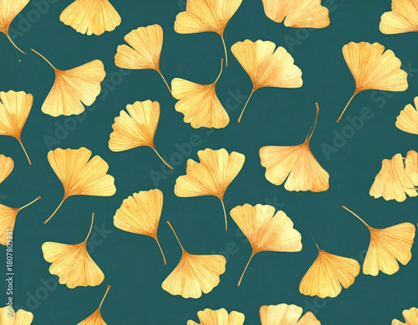 Obraz Watercolor Ginkgo Leaf Pattern