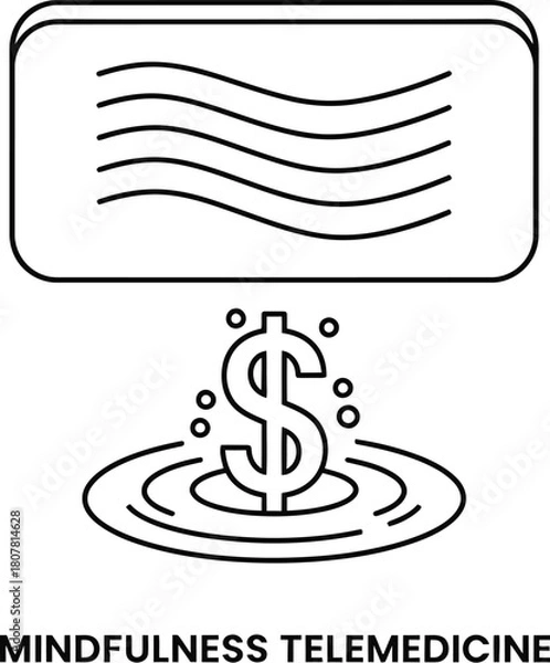 Fototapeta Mindfulness digital screen with sinking crypto symbol