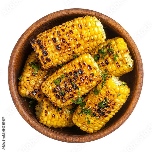 Obraz Elotes or Grilled Corn isolated on transparent background
