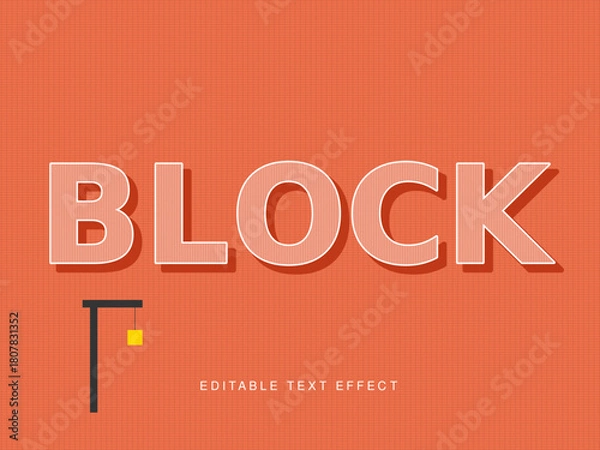 Obraz Editable vector text effect featuring bold block letters and a modern design style