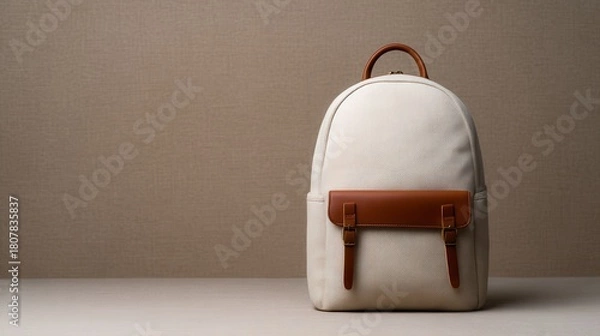 Obraz Simple Elegance Captures the Eye Presenting Minimalist Travel Backpack on Light Surface During Daytime