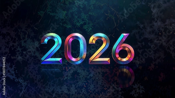 Fototapeta 2026: Vibrant, Chromatic Typography in a Dark, Mystical Forest