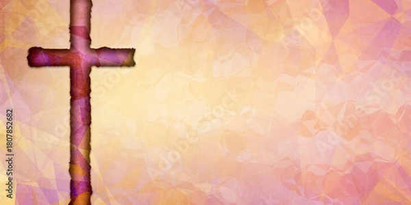 Obraz dark textural cross with light polygon background